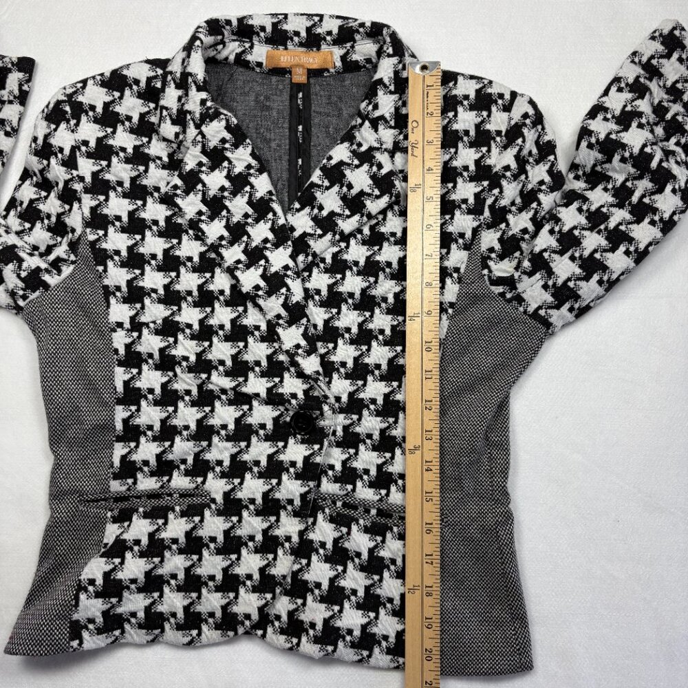 Ellen Tracy Black and White Houndstooth Women's Blazer Corporate Chic M - Picture 7 of 8